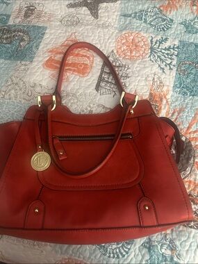 London Fog Red Tote with Gold-Tone Charm